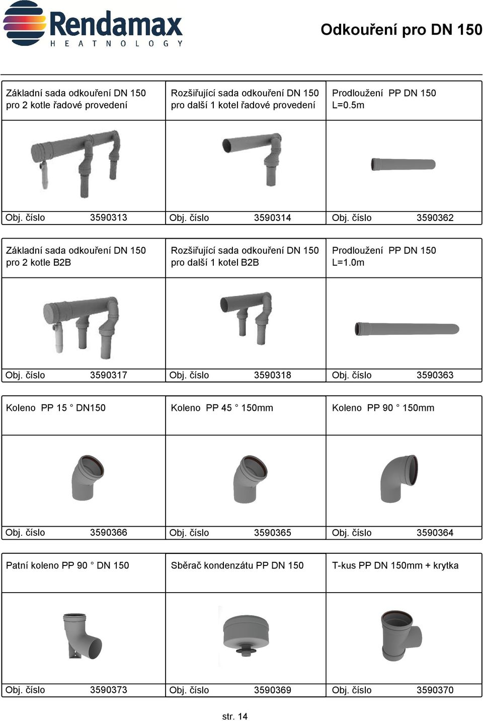 5m 3590313 3590314 3590362 Základní sada odkouření DN 150 pro 2 kotle B2B Rozšiřující sada odkouření DN 150 pro další 1 kotel B2B