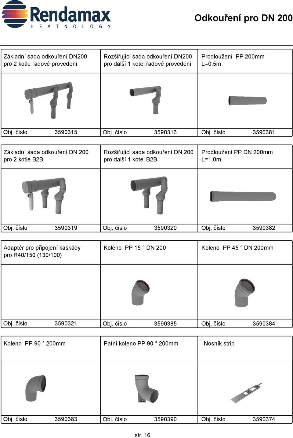 5m 3590315 3590316 3590381 Základní sada odkouření DN 200 pro 2 kotle B2B Rozšiřující sada odkouření DN 200 pro další 1 kotel B2B