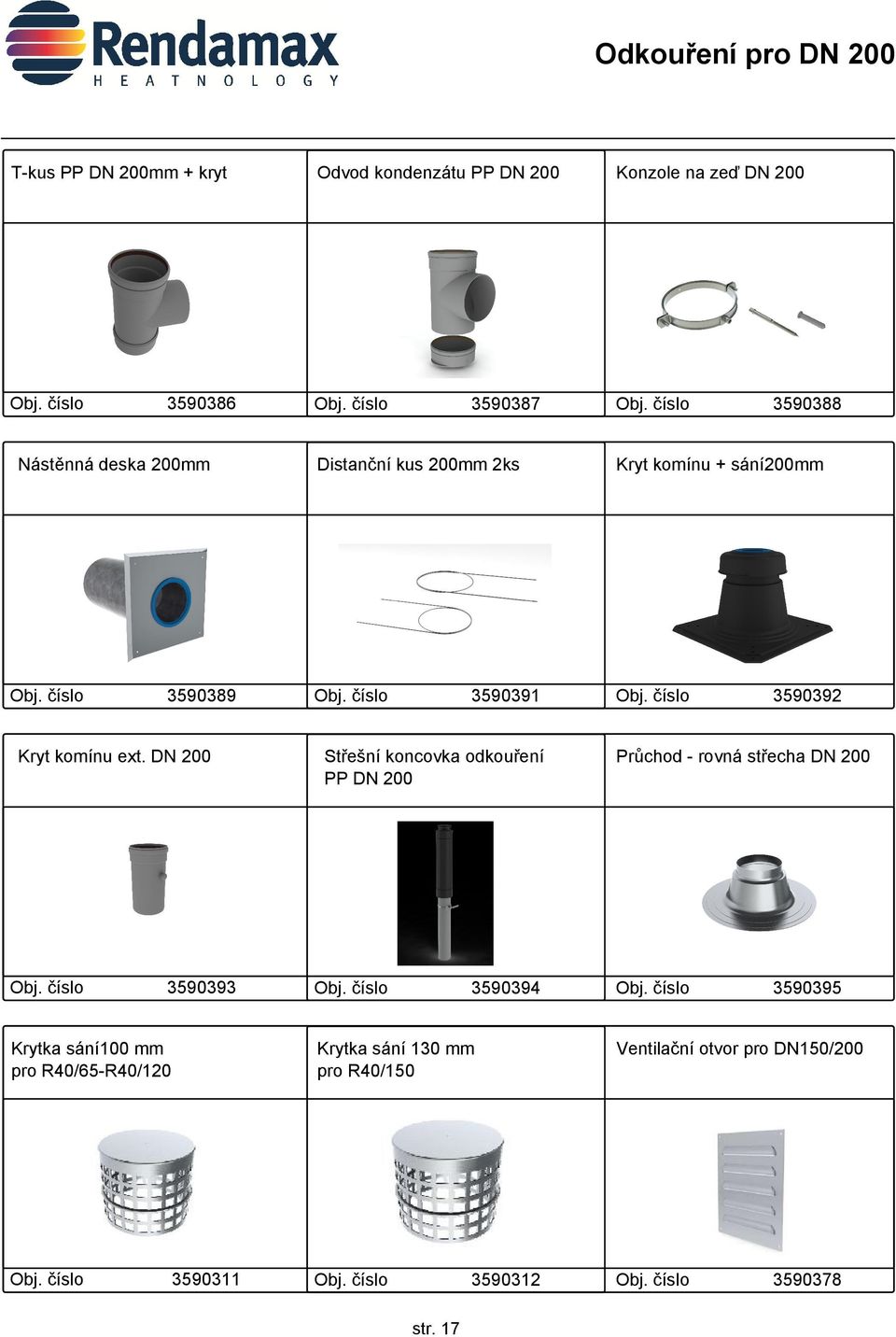 DN 200 3590393 Krytka sání100 mm pro R40/65-R40/120 3590311 3590387 3590388 Distanční kus 200mm 2ks Kryt komínu +