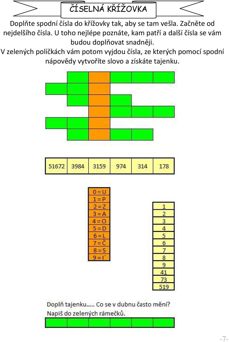 U toho nejlépe poznáte, kam patří a další čísla se vám budou doplňovat