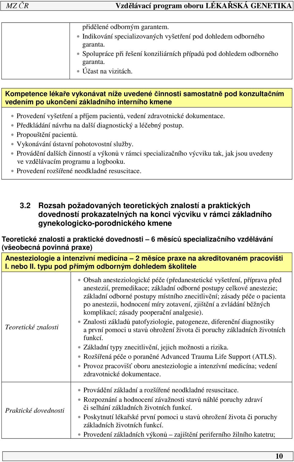 Předkládání návrhu na další diagnostický a léčebný postup. Propouštění pacientů. Vykonávání ústavní pohotovostní služby.