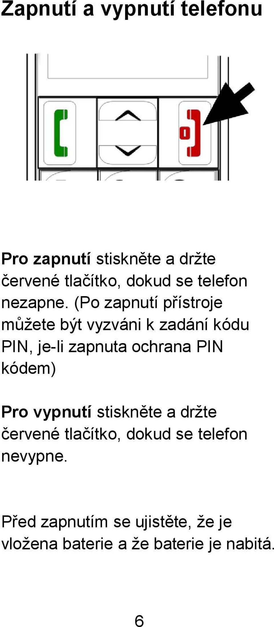 (Po zapnutí přístroje můžete být vyzváni k zadání kódu PIN, je-li zapnuta ochrana PIN