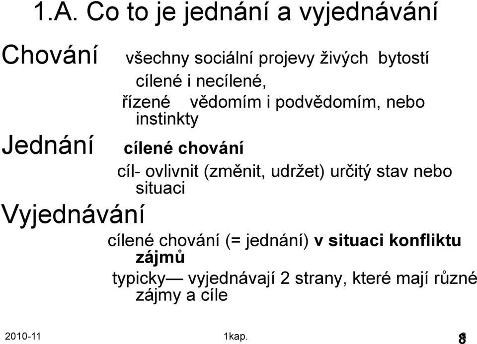 ovlivnit (změnit, udrţet) určitý stav nebo situaci Vyjednávání cílené chování (= jednání) v