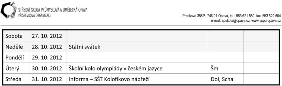 2012 Školní kolo olympiády v českém jazyce Šm