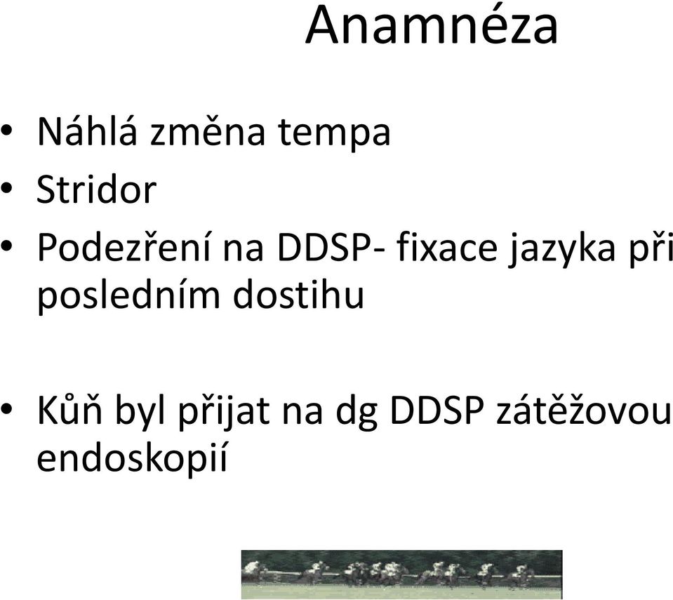 jazyka při posledním dostihu Kůň