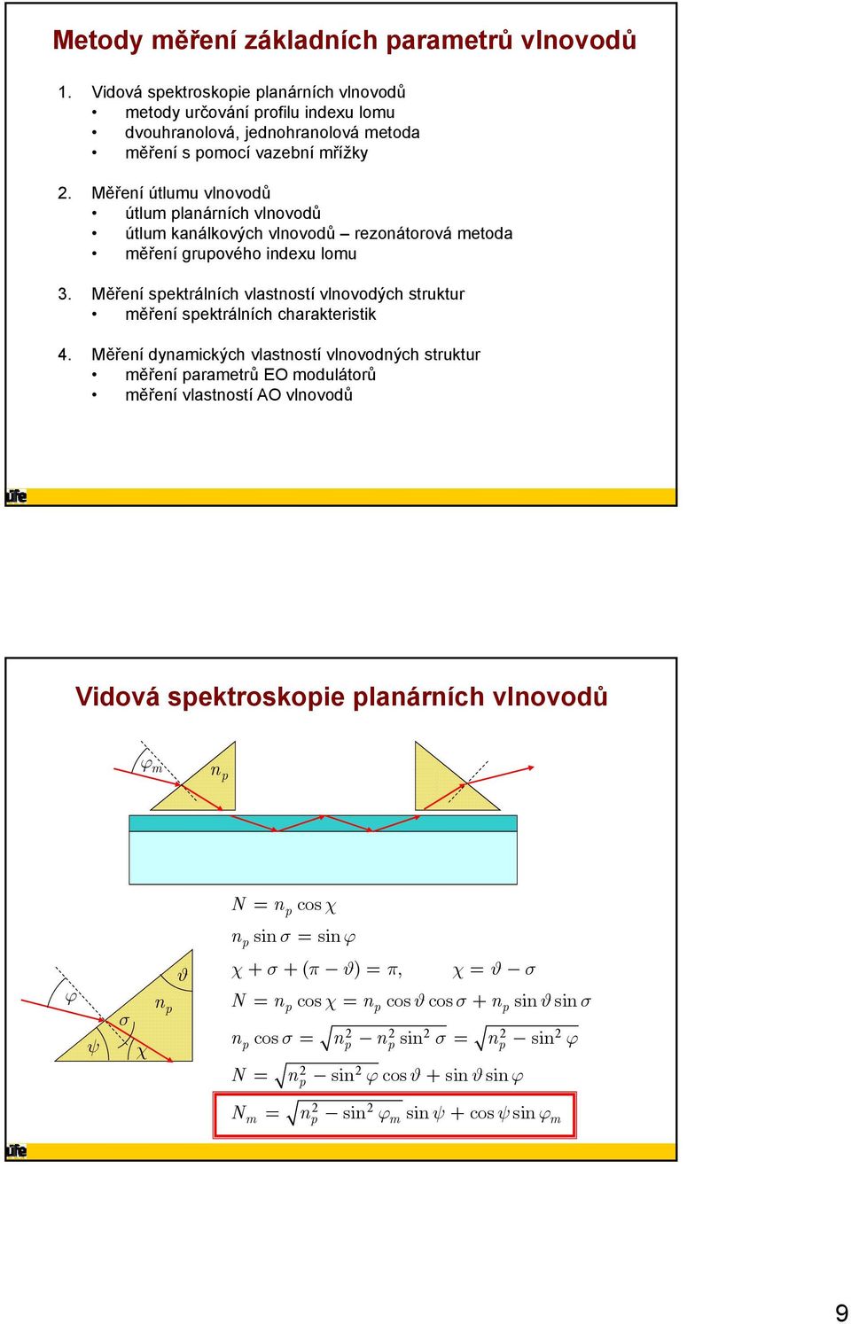Měření spektrálních vlastností vlnovodých struktur měření spektrálních charakteristik 4.