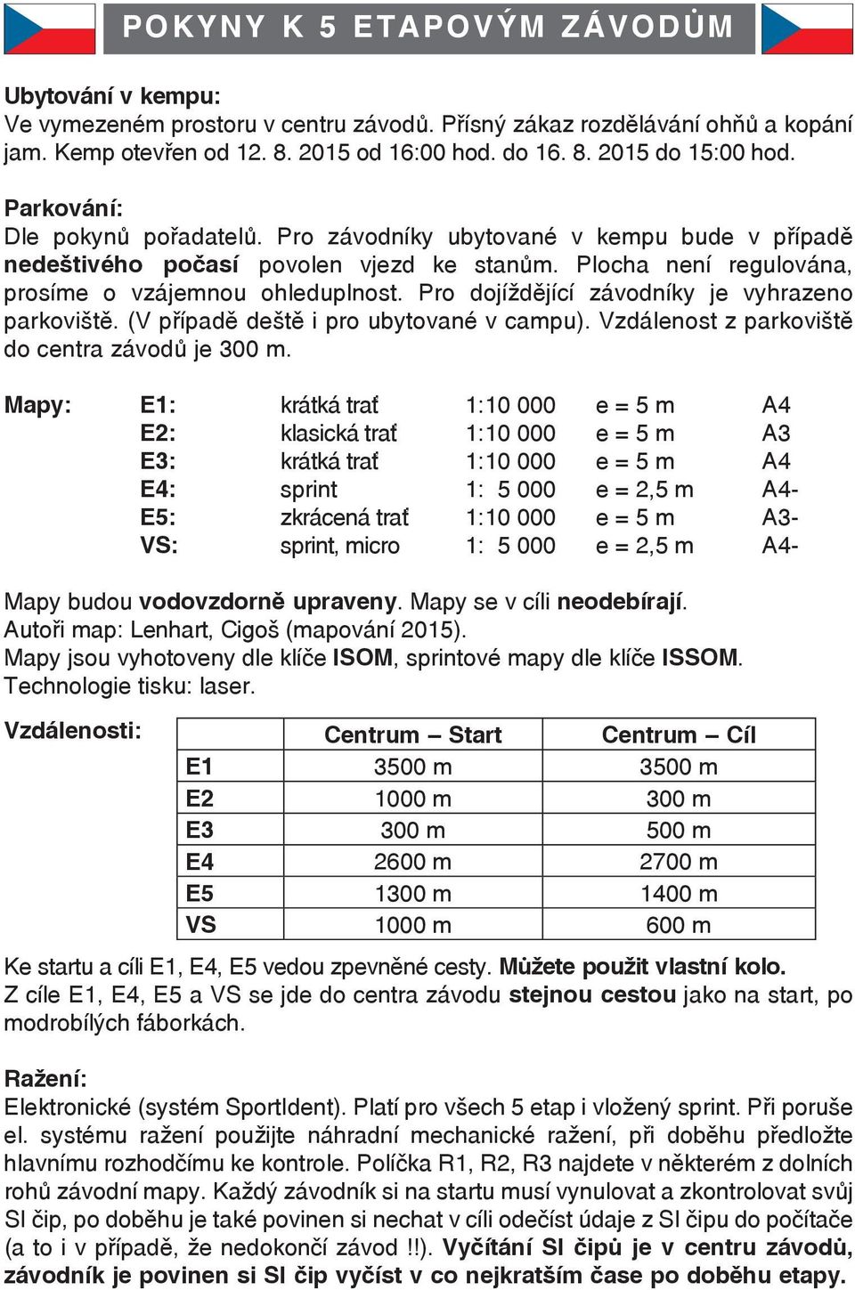 Pro dojíždějící závodníky je vyhrazeno parkoviště. (V případě deště i pro ubytované v campu). Vzdálenost z parkoviště do centra závodů je 300 m.