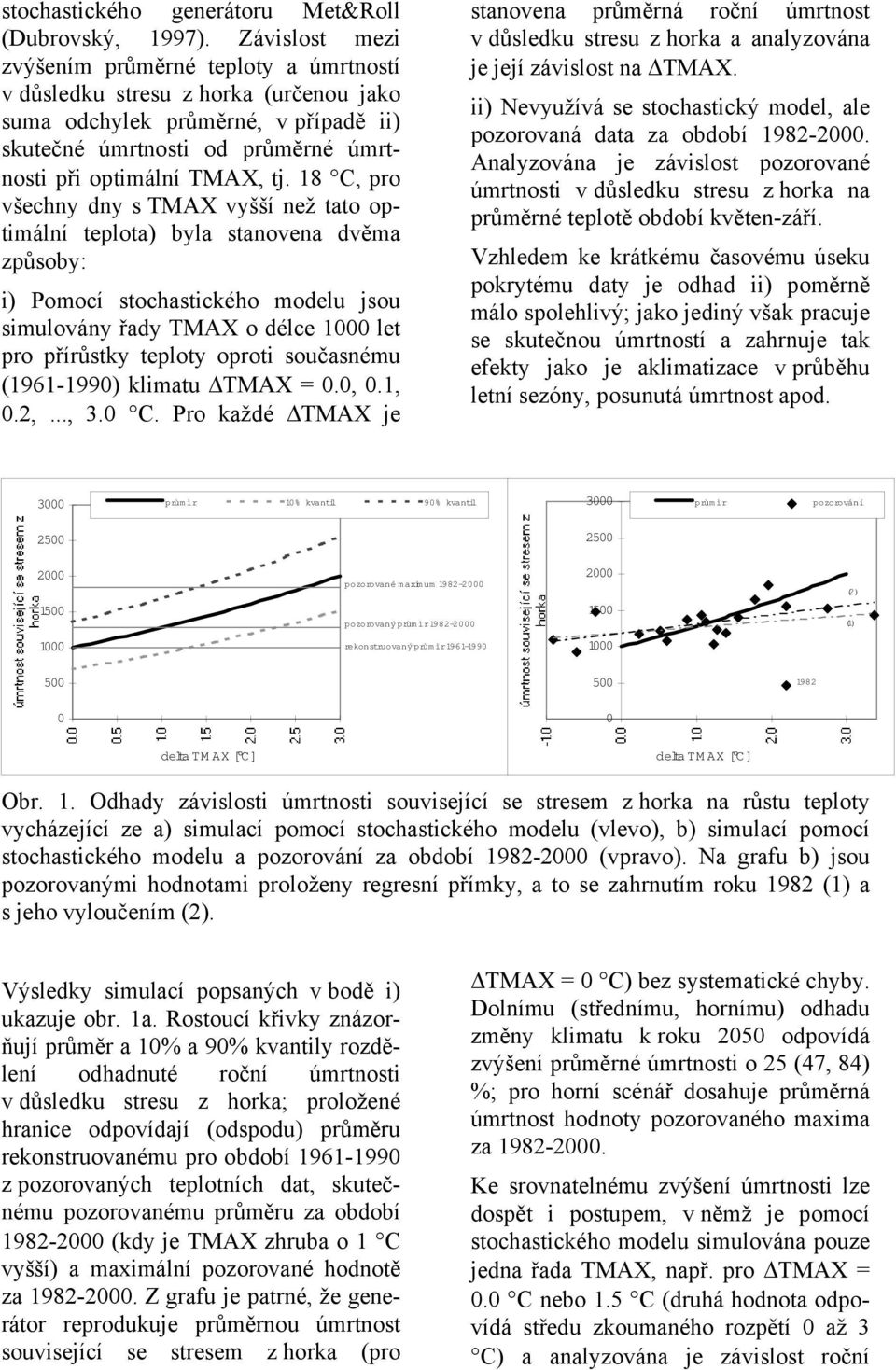 18 C, pro všechny dny s TMAX vyšší než tato optimální teplota) byla stanovena dvěma způsoby: i) Pomocí stochastického modelu jsou simulovány řady TMAX o délce 1000 let pro přírůstky teploty oproti