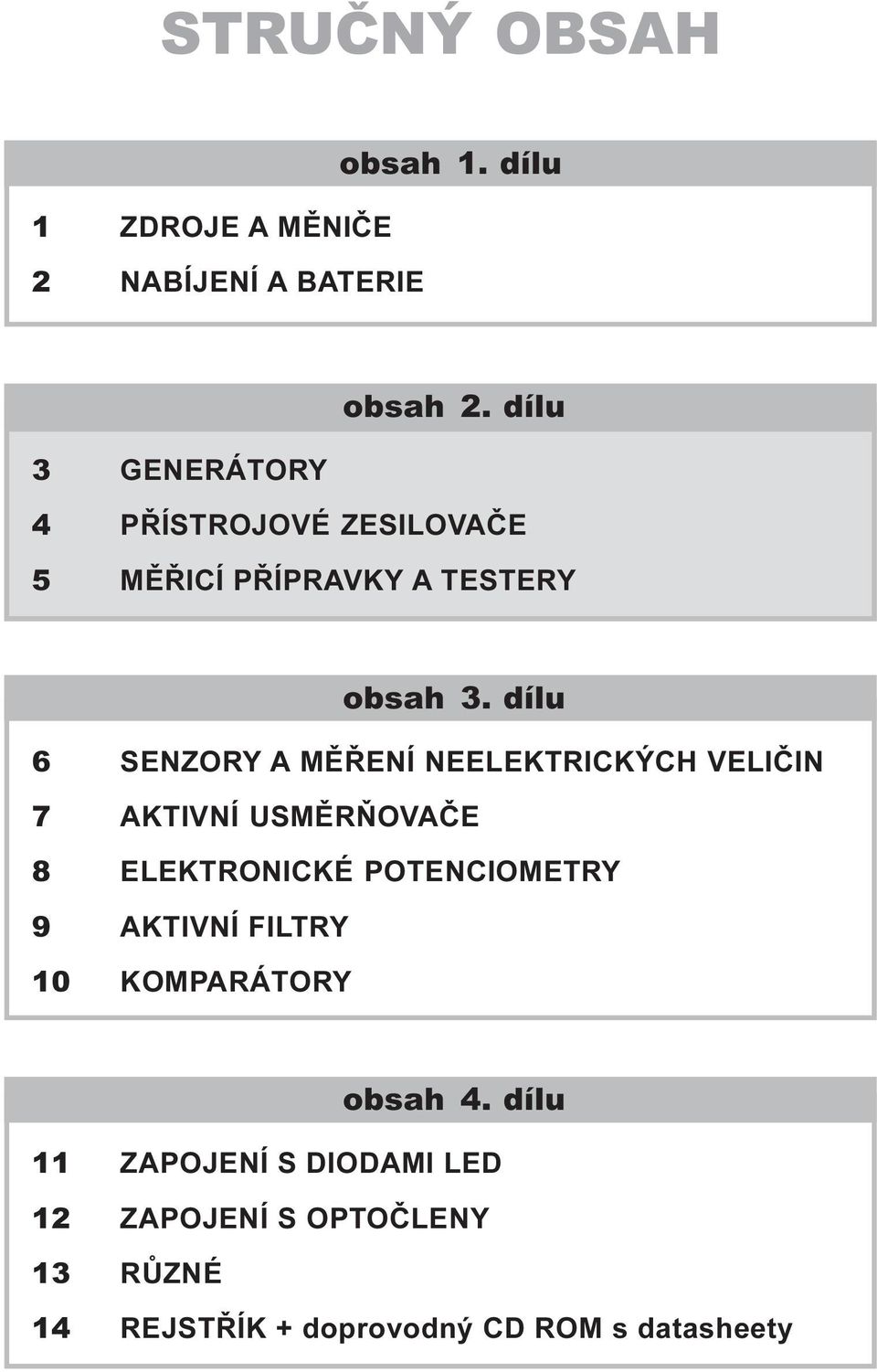 dílu 6 SENZORY A MÌØENÍ NEELEKTRICKÝCH VELIÈIN 7 AKTIVNÍ USMÌRÒOVAÈE 8 ELEKTRONICKÉ POTENCIOMETRY 9