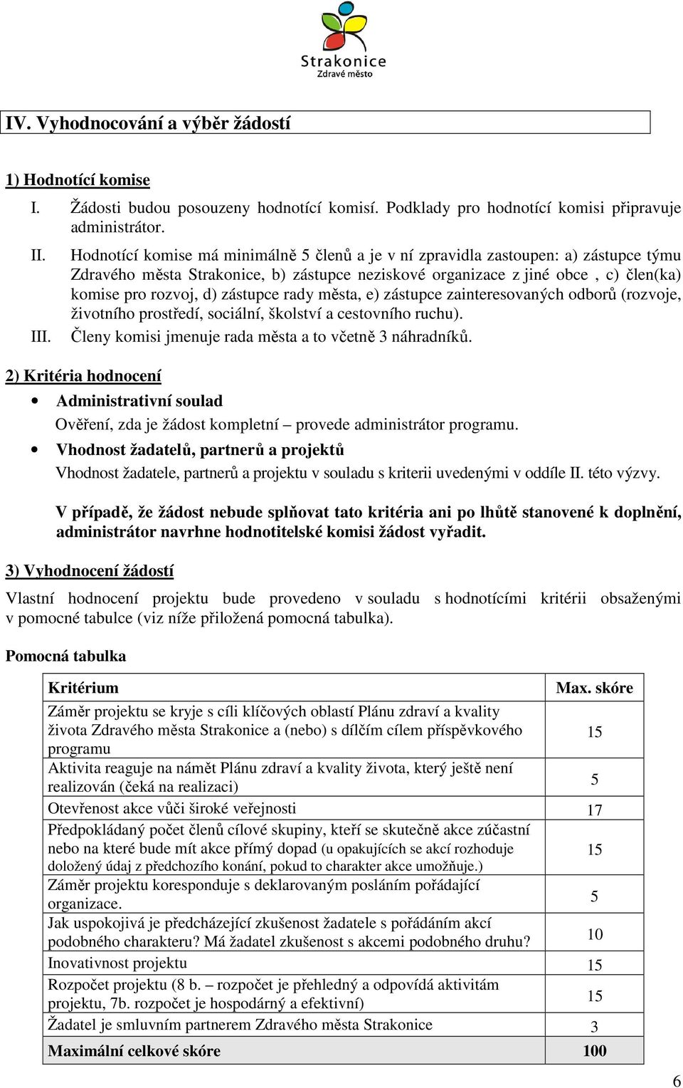 zástupce rady města, e) zástupce zainteresovaných odborů (rozvoje, životního prostředí, sociální, školství a cestovního ruchu). Členy komisi jmenuje rada města a to včetně 3 náhradníků.