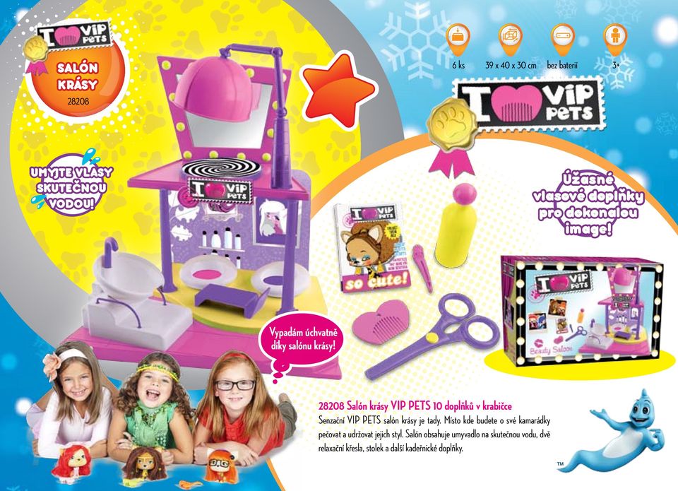 220 Salón krásy VIP PETS 10 doplňků v krabičce Senzační VIP PETS salón krásy je tady.