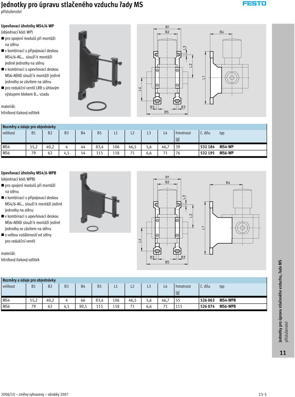 dílu typ MS4 55,2 40,2 4 44 83,4 106 46,5 5,6 46,7 39 532 184 MS4-WP MS6 79 62 4,5 54 5 158 71 6,6 71 76 532 195 MS6-WP Upevňovací úhelníky MS4/6-WPB (objednací kód: WPB) pro spojení modulů při