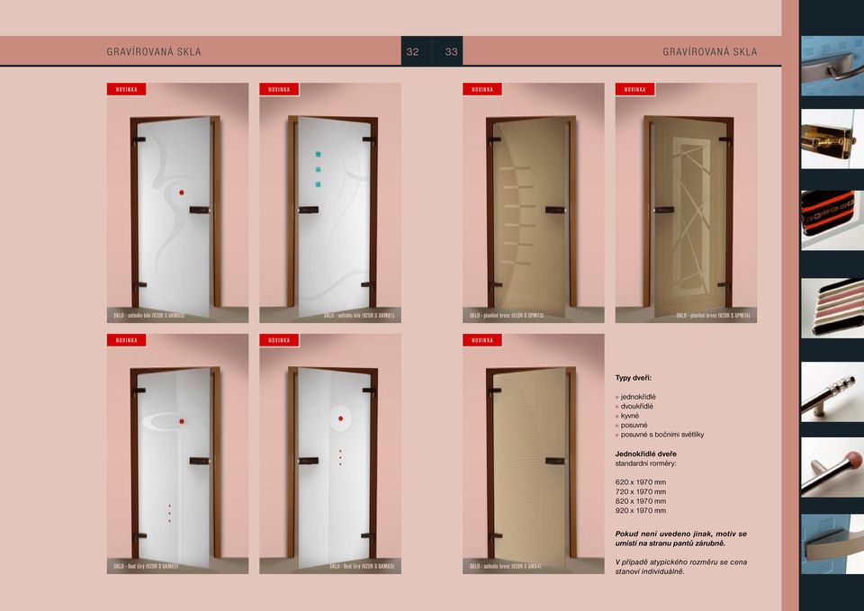 standardní rorměry: 620 x 1970 mm 720 x 1970 mm 820 x 1970 mm 920 x 1970 mm Pokud není uvedeno jinak, motiv se umístí na stranu pantů zárubně.