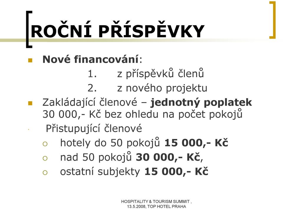 Kč bez ohledu na počet pokojů Přistupující členové hotely do 50