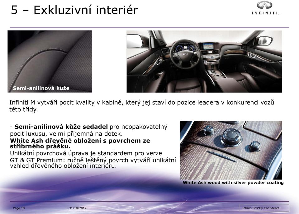 White Ash dřevěné obložení s povrchem ze stříbrného prášku.