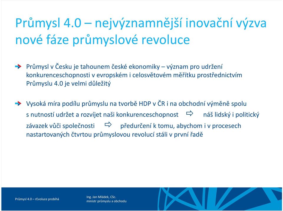 konkurenceschopnosti v evropském i celosvětovém měřítku prostřednictvím Průmyslu 4.