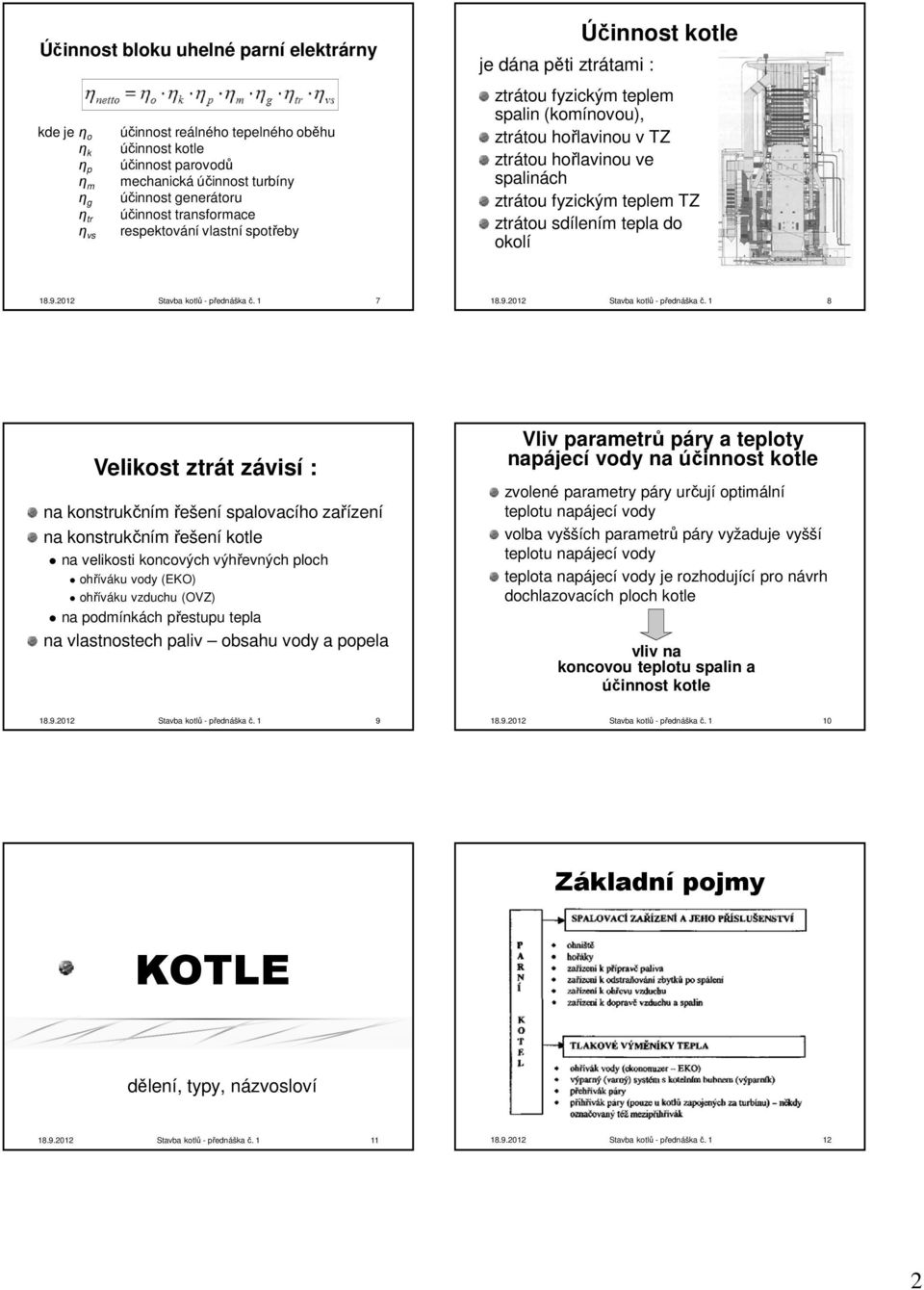 teplem TZ ztrátou sdílením tepla do okolí 18.9.2012 Stavba kotlů - přednáška č.