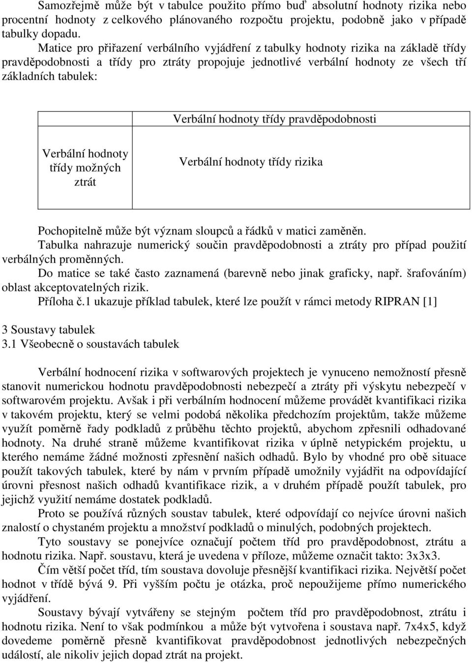 i Verbální hodnoty třídy možných ztrát Verbální hodnoty třídy rizika Pochopitelně může být význam sloupců a řádků v matici zaměněn.