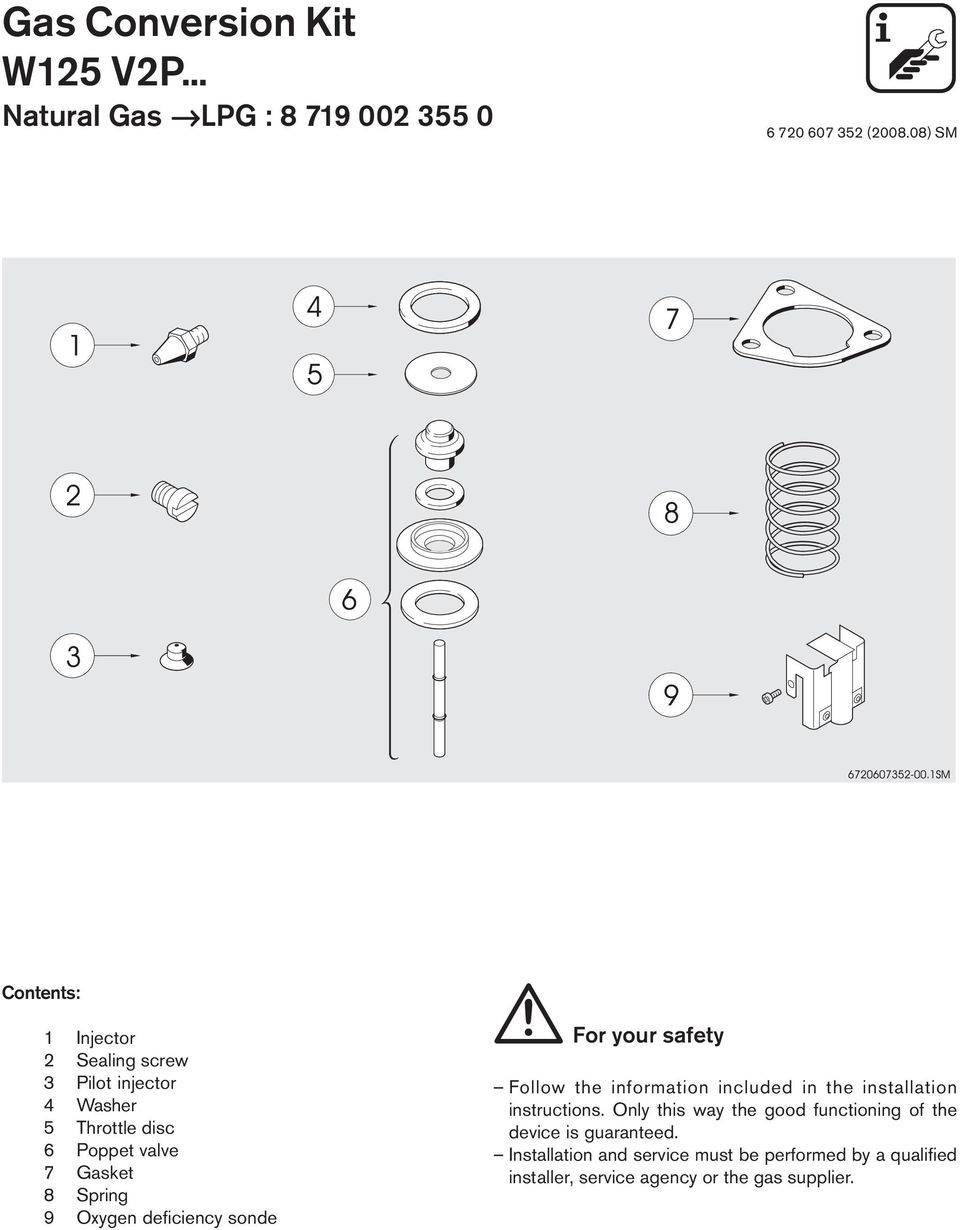 9 Oxygen deficiency sonde For your safety Follow the information included in the installation instructions.