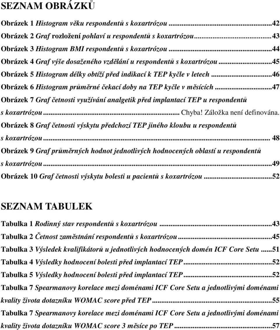 .. 46 Obrázek 6 Histogram průměrné čekací doby na TEP kyčle v měsících... 47 Obrázek 7 Graf četnosti využívání analgetik před implantací TEP u respondentů s koxartrózou... Chyba!