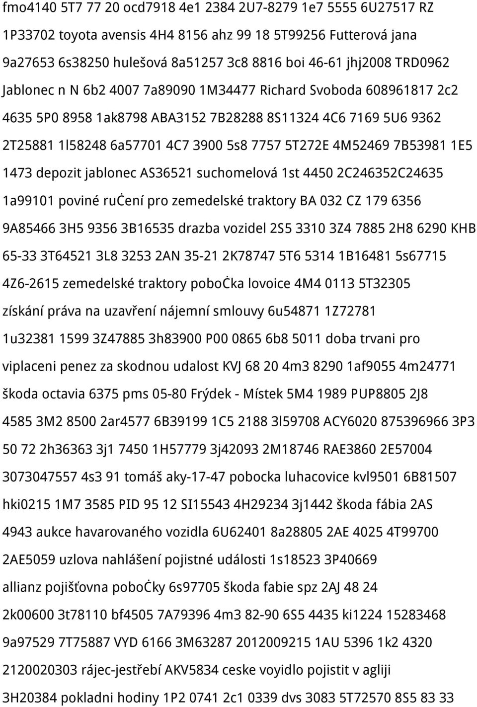 1E5 1473 depozit jablonec AS36521 suchomelová 1st 4450 2C246352C24635 1a99101 poviné ručení pro zemedelské traktory BA 032 CZ 179 6356 9A85466 3H5 9356 3B16535 drazba vozidel 2S5 3310 3Z4 7885 2H8