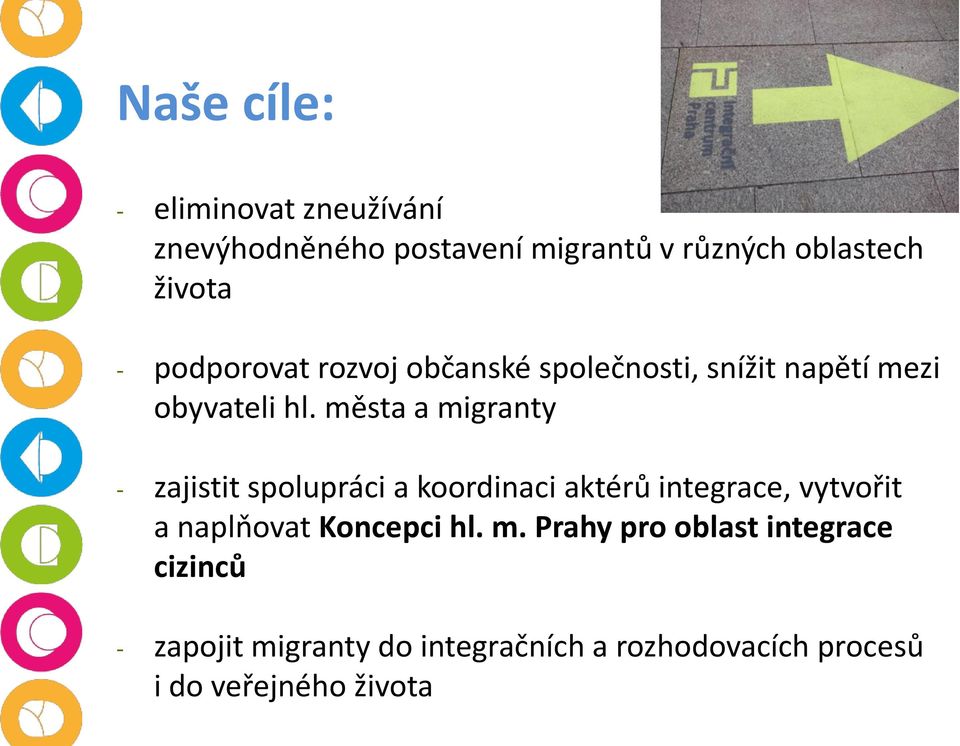 města a migranty - zajistit spolupráci a koordinaci aktérů integrace, vytvořit a naplňovat