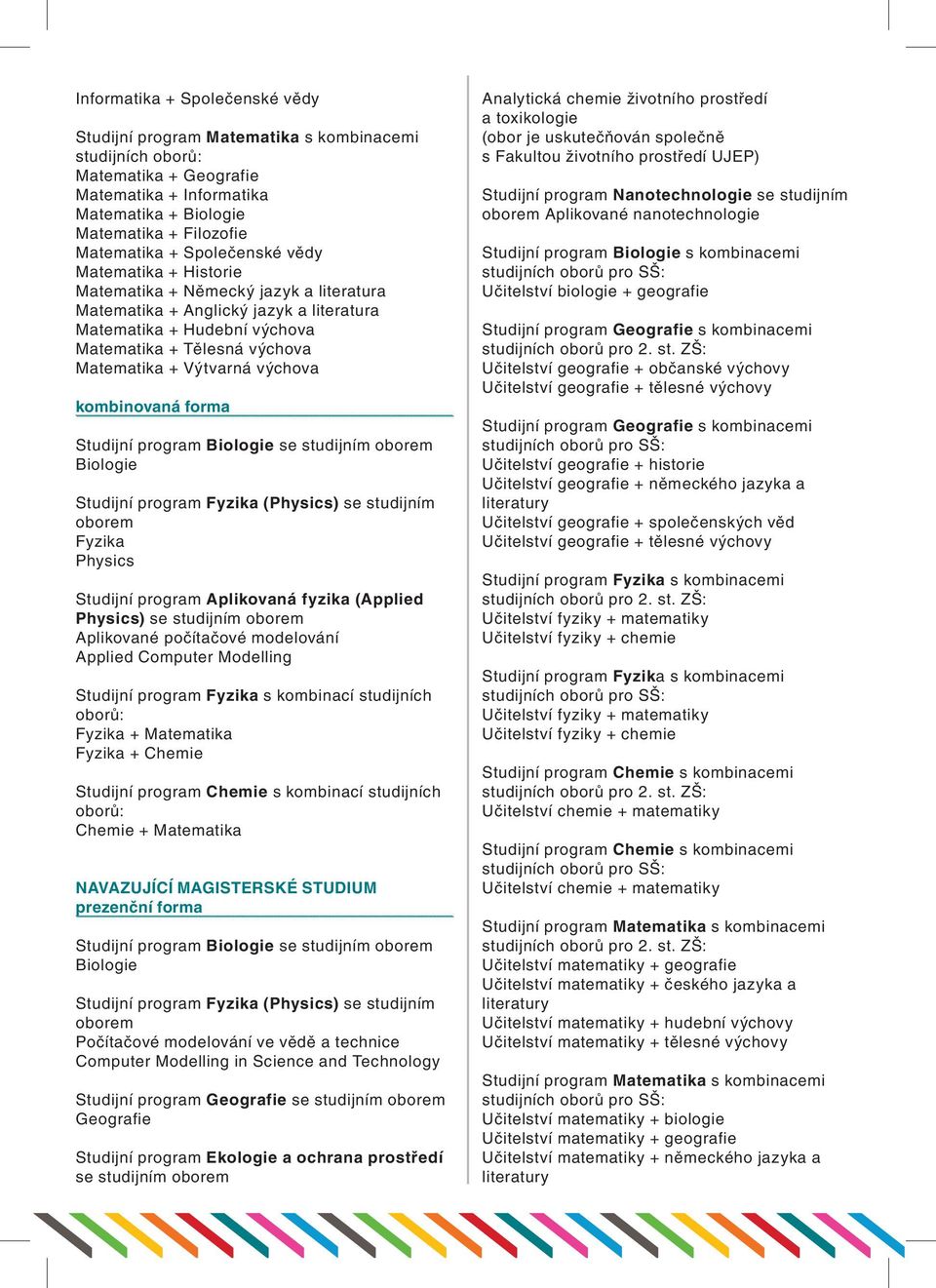 kombinovaná forma Studijní program Biologie se studijním oborem Biologie Studijní program Fyzika (Physics) se studijním oborem Fyzika Physics Studijní program Aplikovaná fyzika (Applied Physics) se