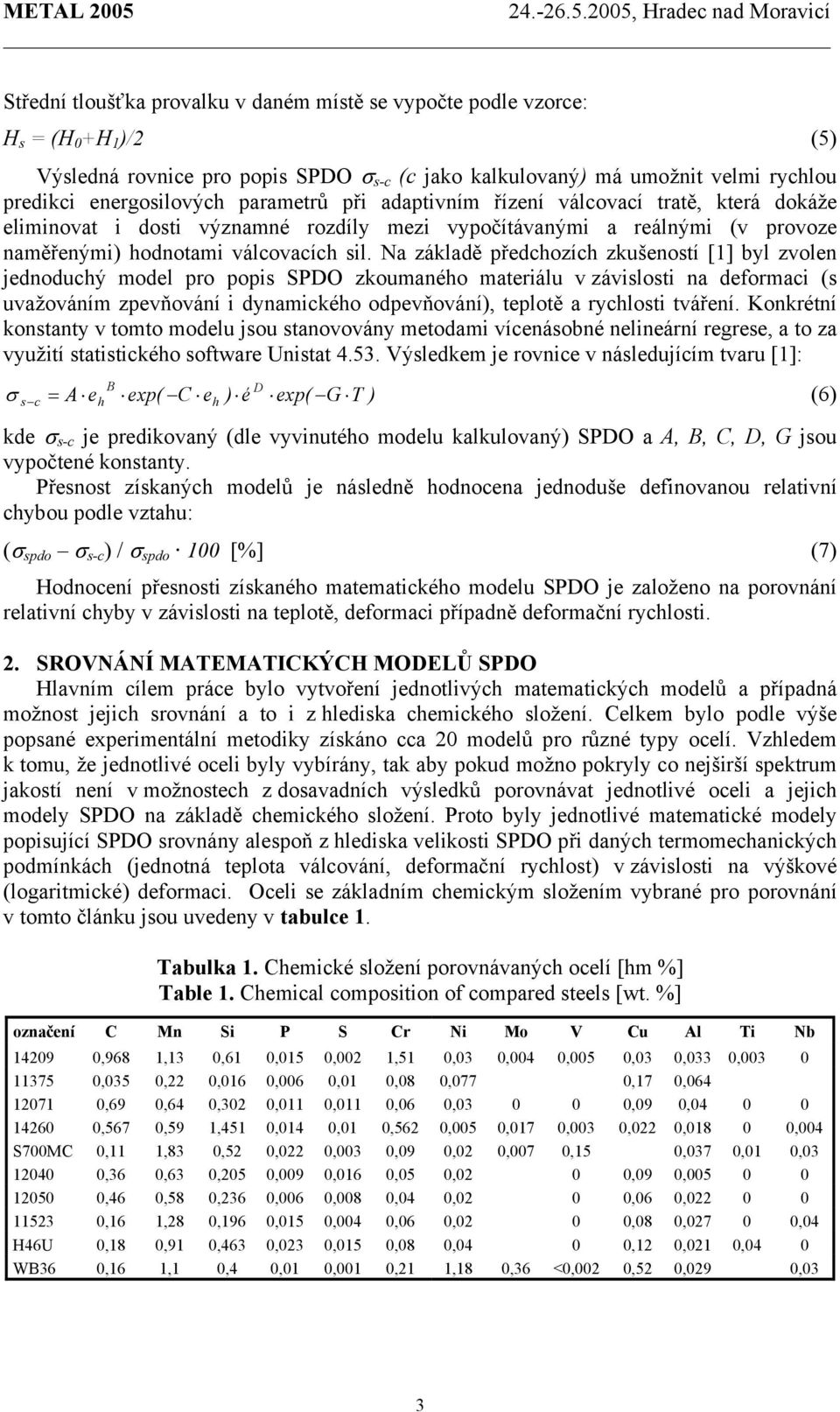 Na základě předchozích zkušeností [1] byl zvolen jednoduchý model pro popis SPDO zkoumaného materiálu v závislosti na deformaci (s uvažováním zpevňování i dynamického odpevňování), teplotě a