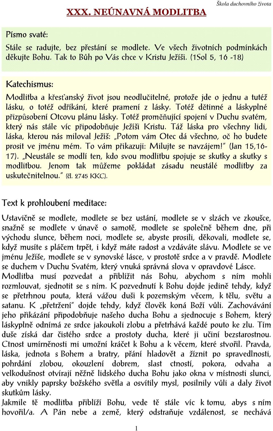 Totéž dětinné a láskyplné přizpůsobení Otcovu plánu lásky. Totéž proměňující spojení v Duchu svatém, který nás stále víc připodobňuje Ježíši Kristu.