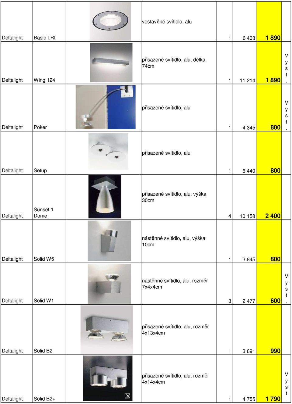 4 0 58 2 400 náěnné víidlo, alu, výška 0cm Delaligh Solid W5 3 845 800 Delaligh Solid W náěnné víidlo, alu, rozměr 7x4x4cm 3 2