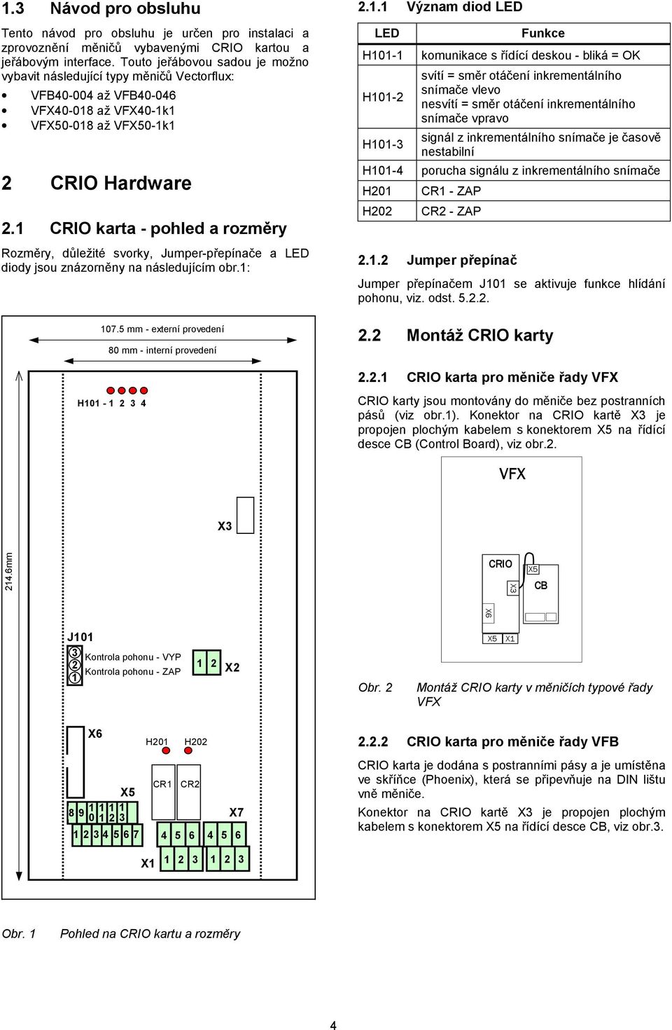 le)ité svorky, Jumper-p;epína e a LED diody jsou znázornny na následujícím obr.: 07.5 mm - externí provedení 80 mm - interní provedení H0-4.