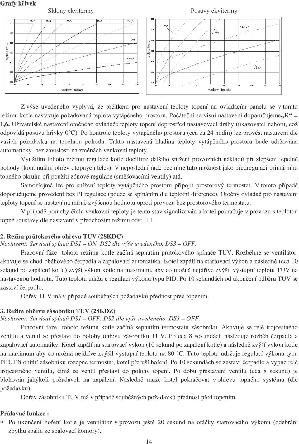 Po kontrole teploty vytápěného prostoru (cca za 24 hodin) lze provést nastavení dle vašich požadavků na tepelnou pohodu.