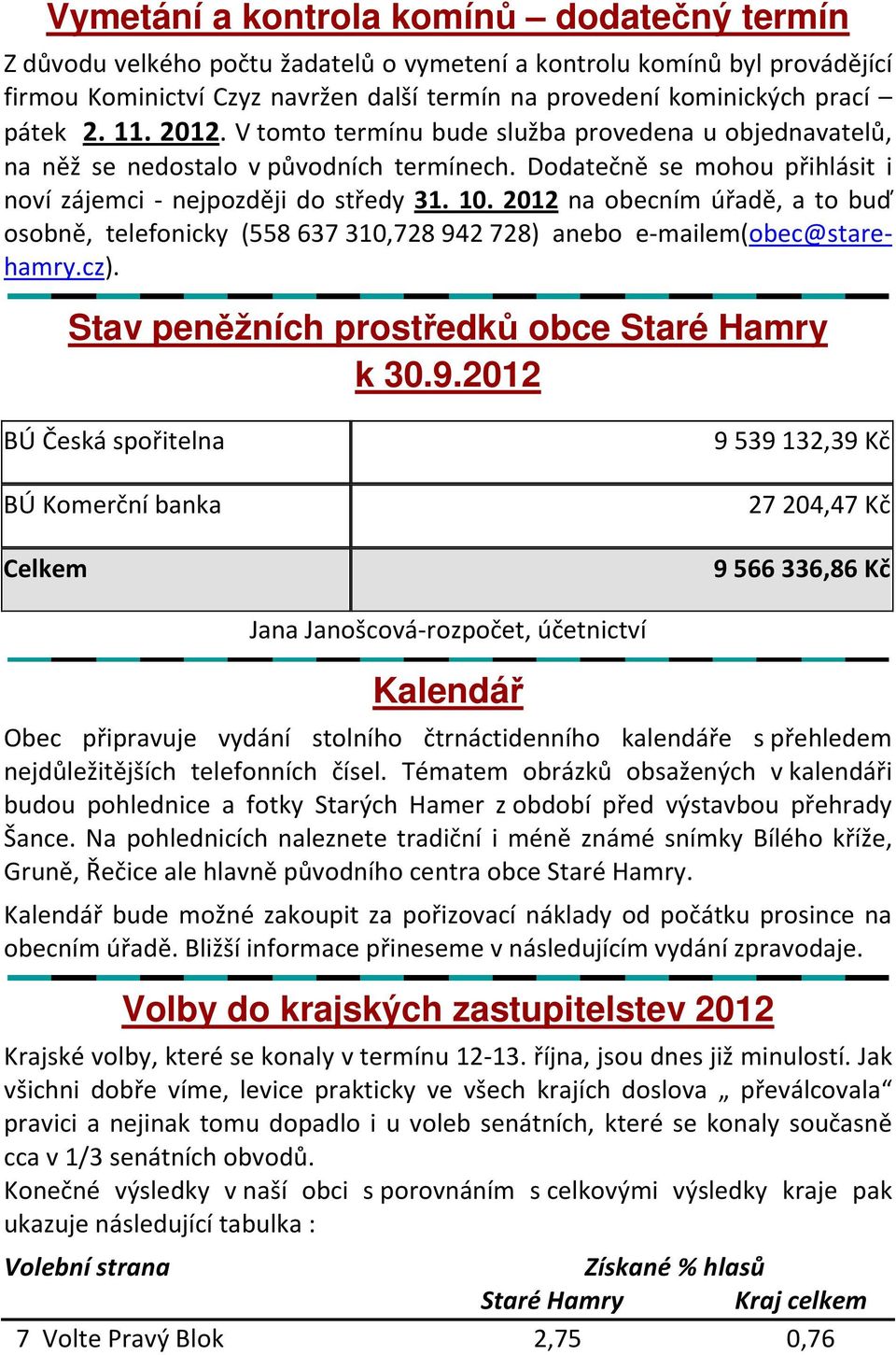 2012 na obecním úřadě, a to buď osobně, telefonicky (558 637 310,728 94