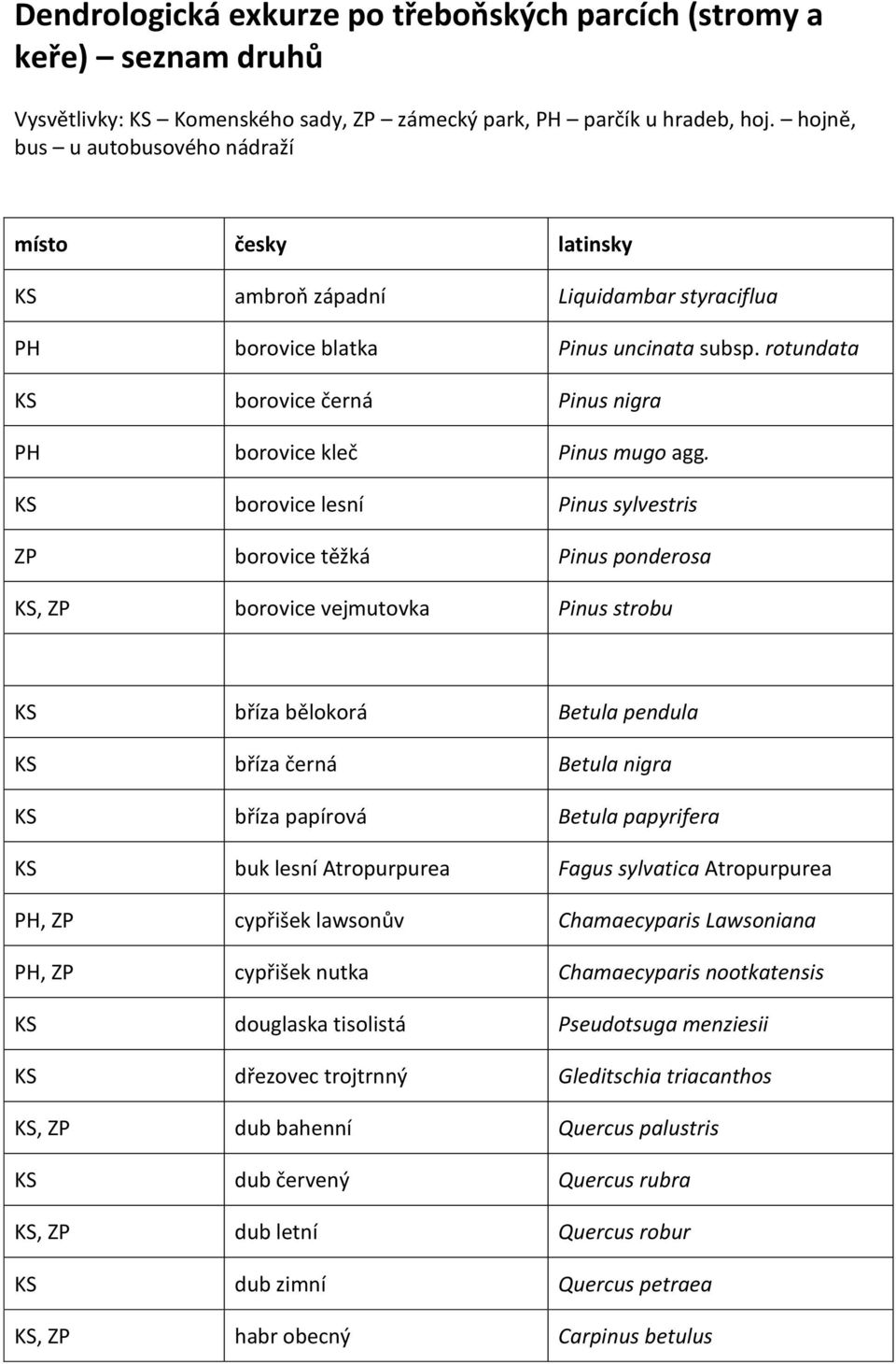 rotundata KS borovice černá Pinus nigra PH borovice kleč Pinus mugo agg.