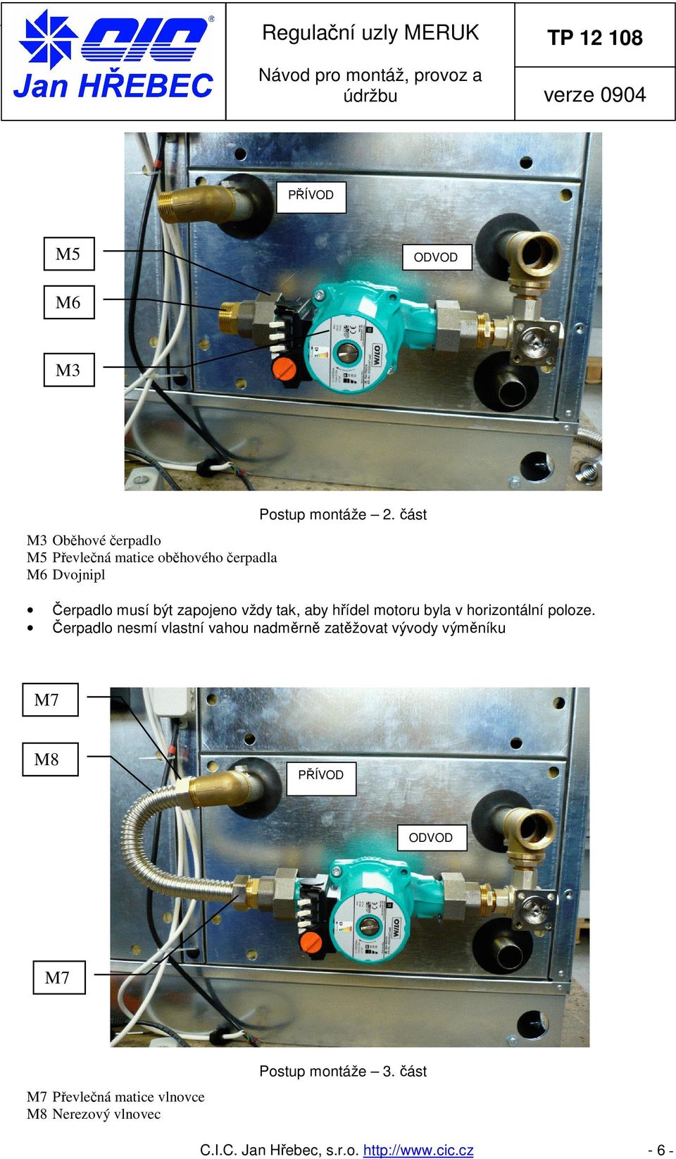 ást M3 Ob hové erpadlo M5 P evle ná matice ob hového erpadla M6 Dvojnipl erpadlo musí být zapojeno vždy tak, aby h