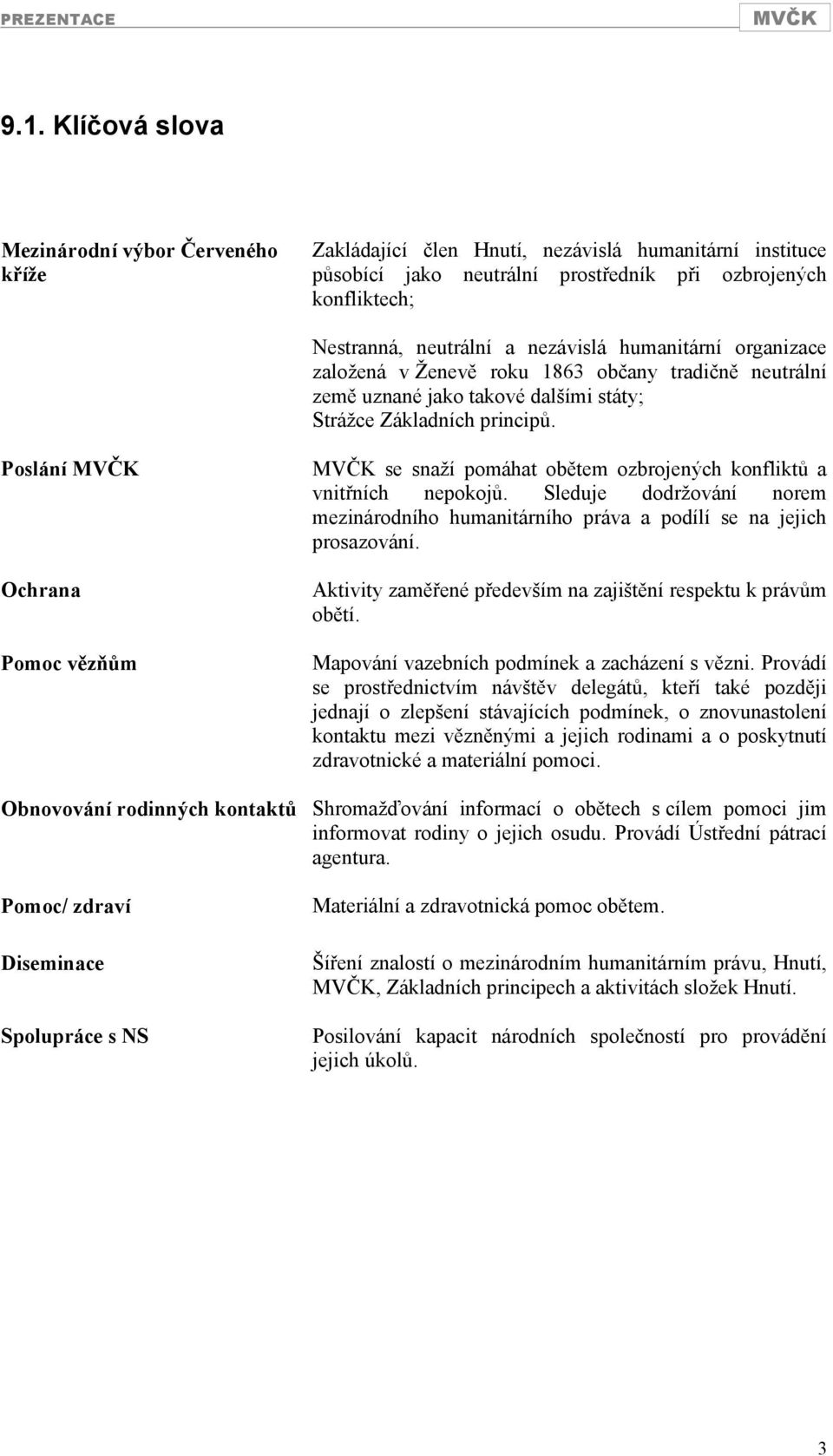 nezávislá humanitární organizace založená v Ženevě roku 1863 občany tradičně neutrální země uznané jako takové dalšími státy; Strážce Základních principů.