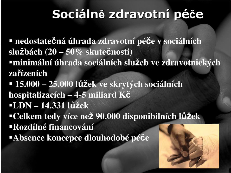 000 lůžek ve skrytých sociálních hospitalizacích 4-5 miliard Kč LDN 14.