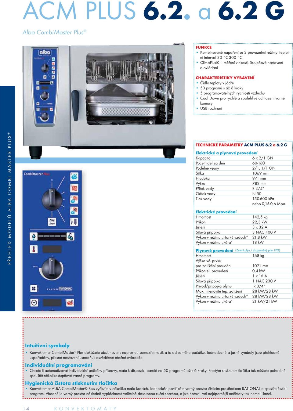 jádře 50 programů s až 6 kroky 5 programovatelných rychlostí vzduchu Cool Down pro rychlé a spolehlivé ochlazení varné komory USB rozhraní PŘEHLED MODELŮ ALBA COMBI MASTER PLUS TECHNICKÉ PARAMETRY