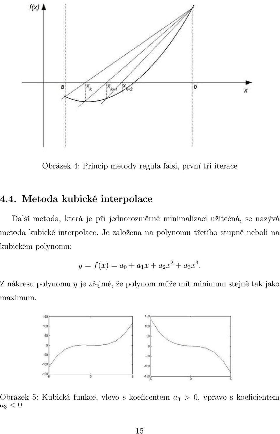 4. Metoda kubické interpolace Další metoda, která je při jednorozměrné minimalizaci užitečná, se nazývá metoda kubické