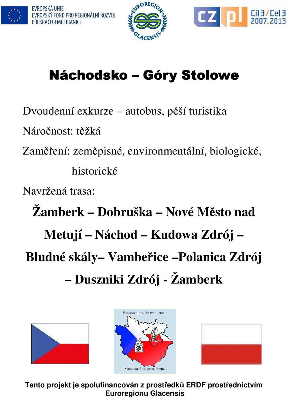 Město nad Metují Náchod Kudowa Zdrój Bludné skály Vambeřice Polanica Zdrój Duszniki Zdrój -