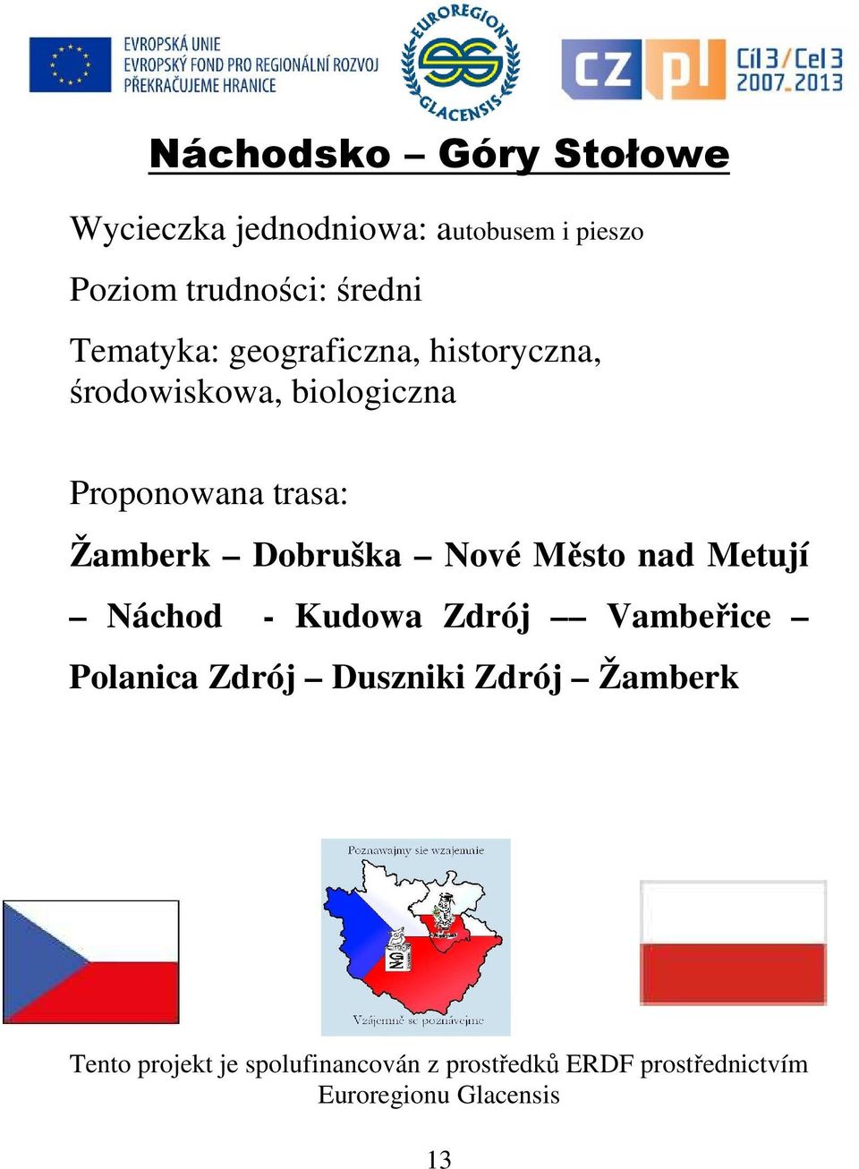 Dobruška Nové Město nad Metují Náchod - Kudowa Zdrój Vambeřice Polanica Zdrój Duszniki Zdrój