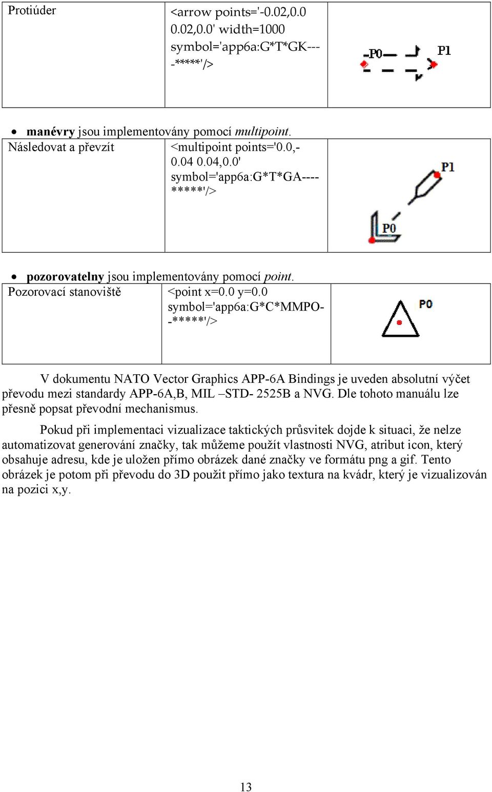 0 symbol='app6a:g*c*mmpo- -*****'/> V dokumentu NATO Vector Graphics APP-6A Bindings je uveden absolutní výčet převodu mezi standardy APP-6A,B, MIL STD- 2525B a NVG.