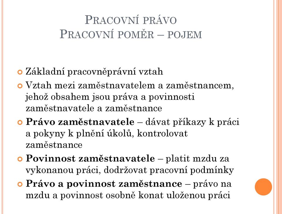 práci a pokyny k plnění úkolů, kontrolovat zaměstnance Povinnost zaměstnavatele platit mzdu za vykonanou