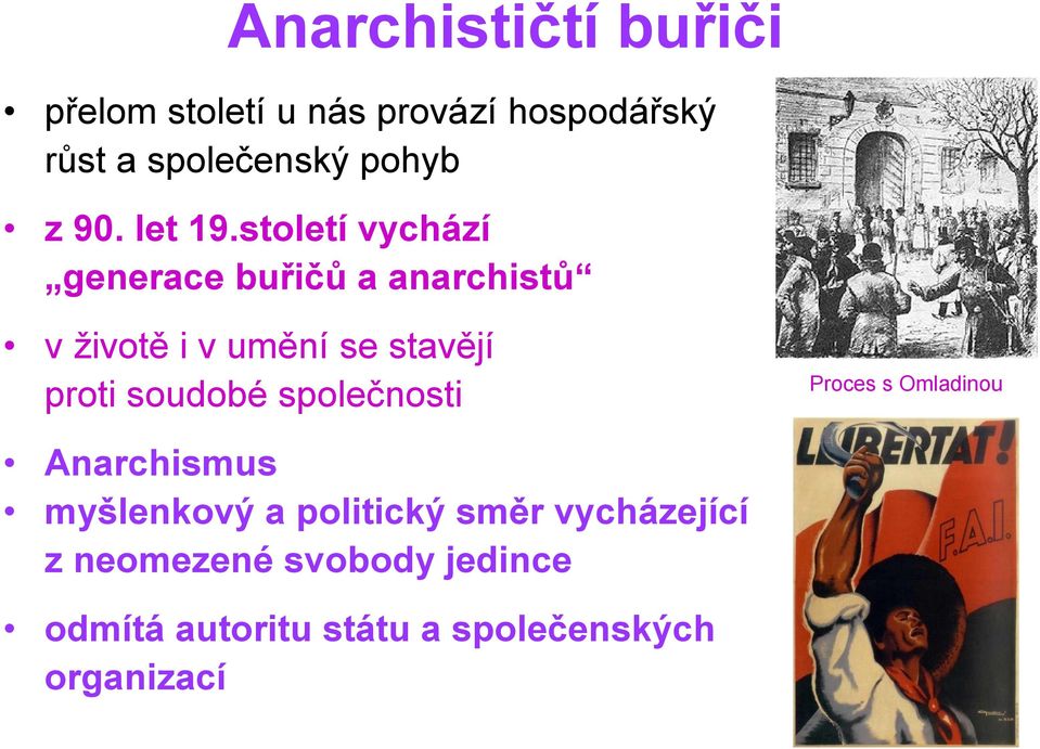 století vychází generace buřičů a anarchistů v životě i v umění se stavějí proti