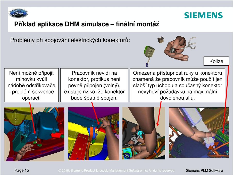 Pracovník nevidí na konektor, protikus není pevně připojen (volný), existuje riziko, že konektor bude špatně spojen.