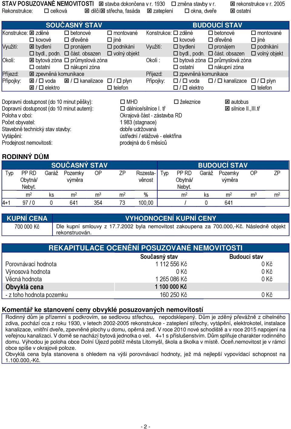 kovové dřevěné jiné Využití: bydlení pronájem podnikání Využití: bydlení pronájem podnikání bydl., podn. část.