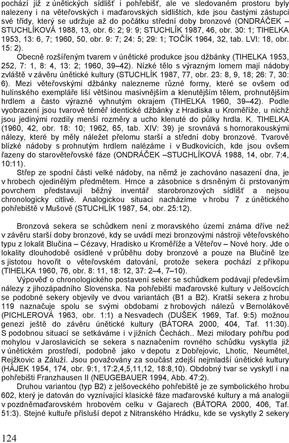 15: 2). Obecně rozšířeným tvarem v únětické produkce jsou džbánky (TIHELKA 1953, 252, 7: 1, 8: 4, 13: 2; 1960, 39 42).