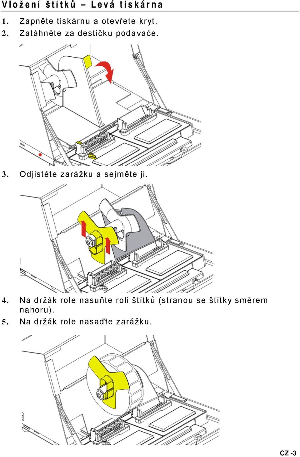 Zatáhněte za destičku podavače. 3.