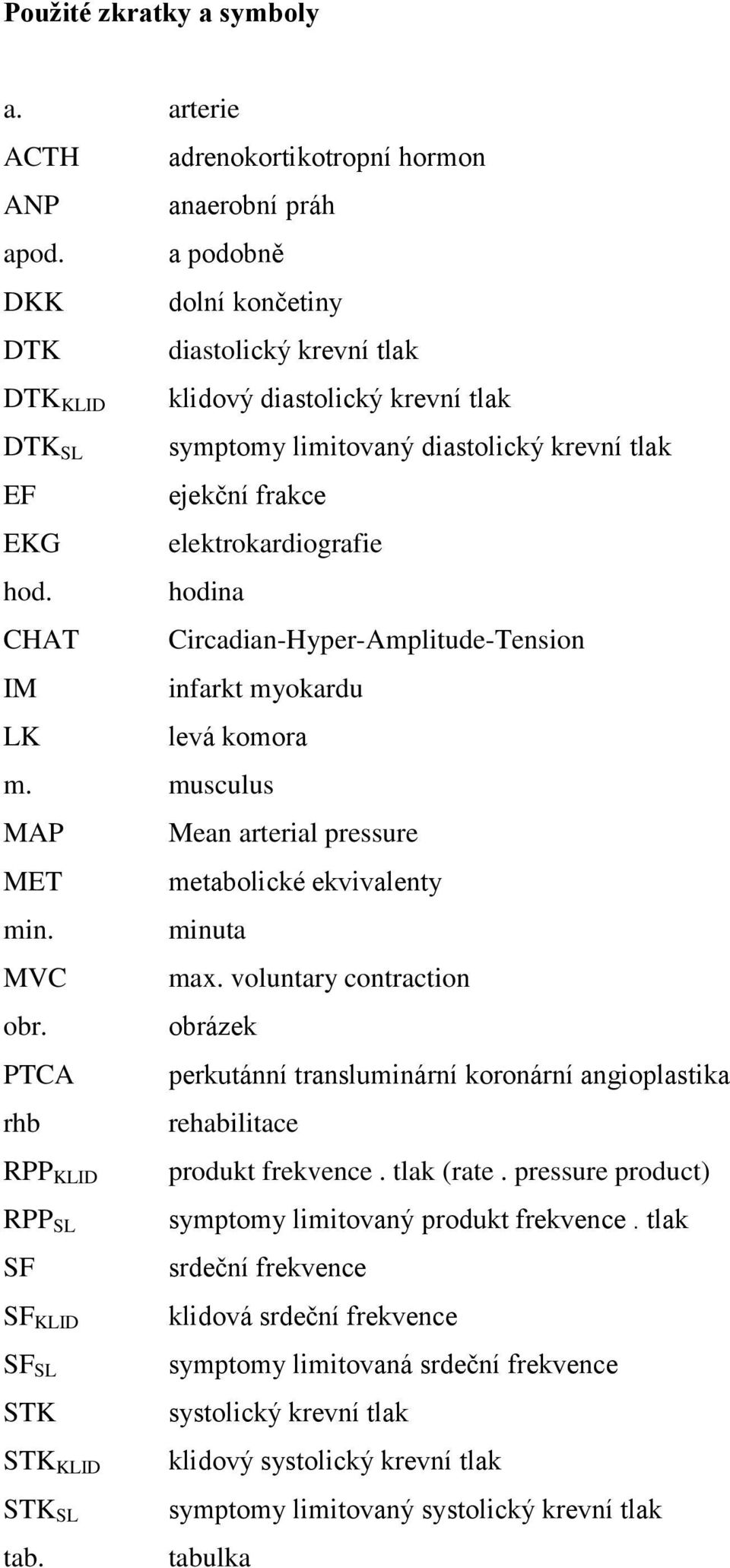 musculus MAP Mean arterial pressure MET metabolické ekvivalenty min. minuta MVC max. voluntary contraction obr.