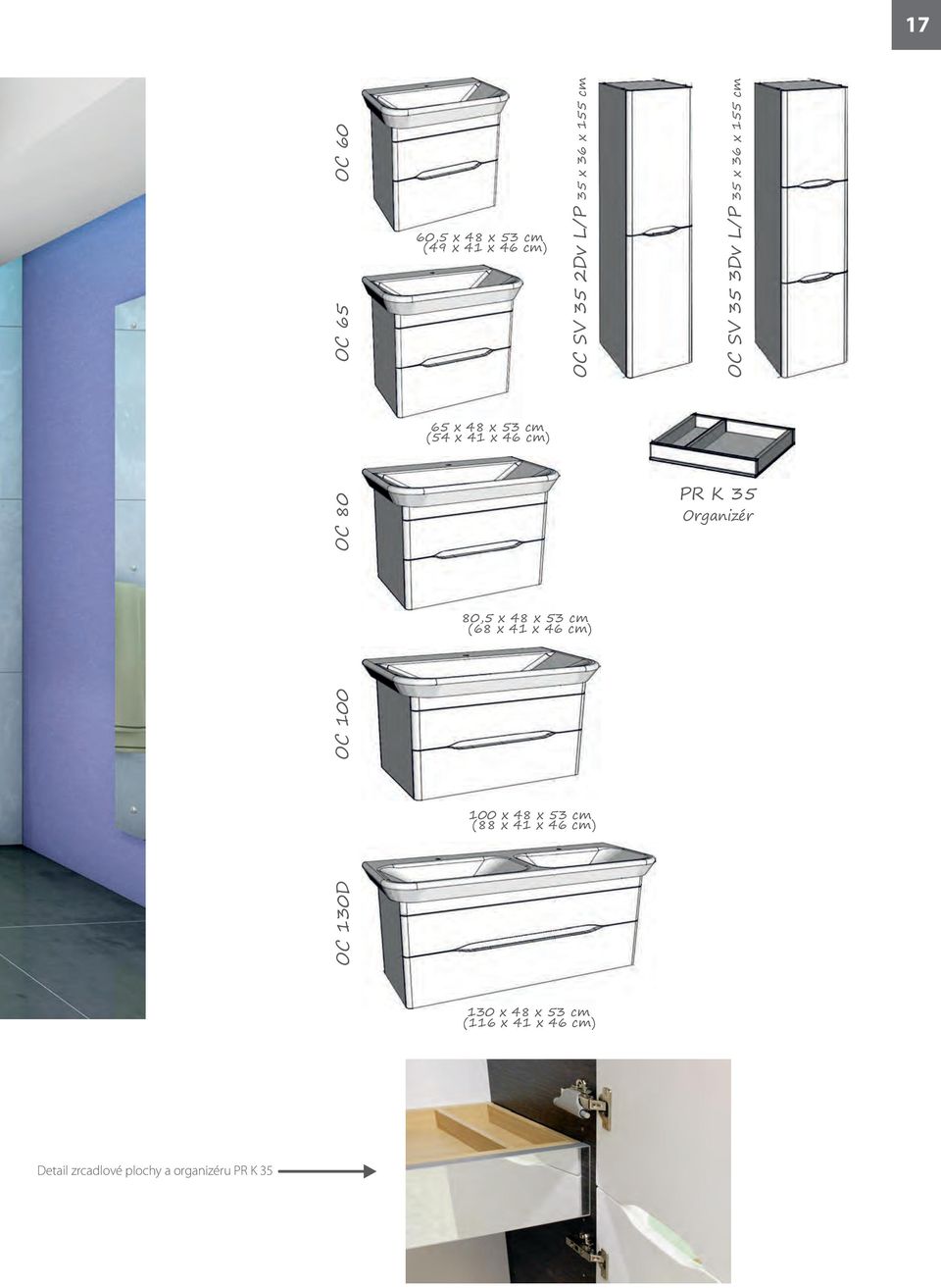 Organizér 80,5 x 48 x 53 cm (68 x 41 x 46 cm) OC 130D OC 100 100 x 48 x 53 cm (88 x